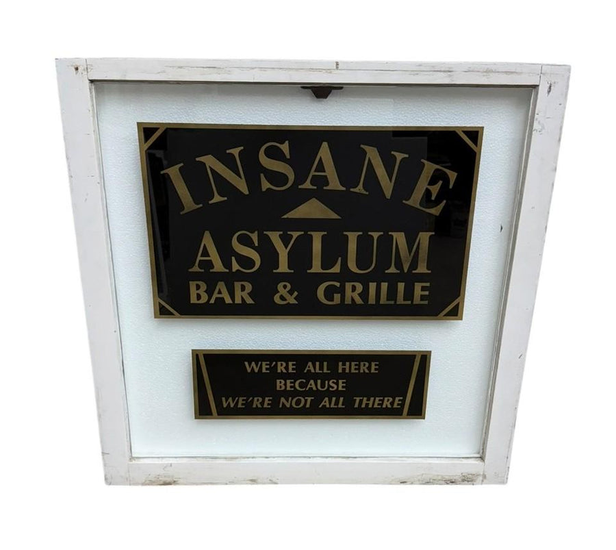 Asylum for the Insane Vintage Glass Window Center for Disturbed Women Antique Sign