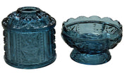 Vintage Indiana Blue-Stars and Bars- Colonial Blue Glass Fairy Lamp