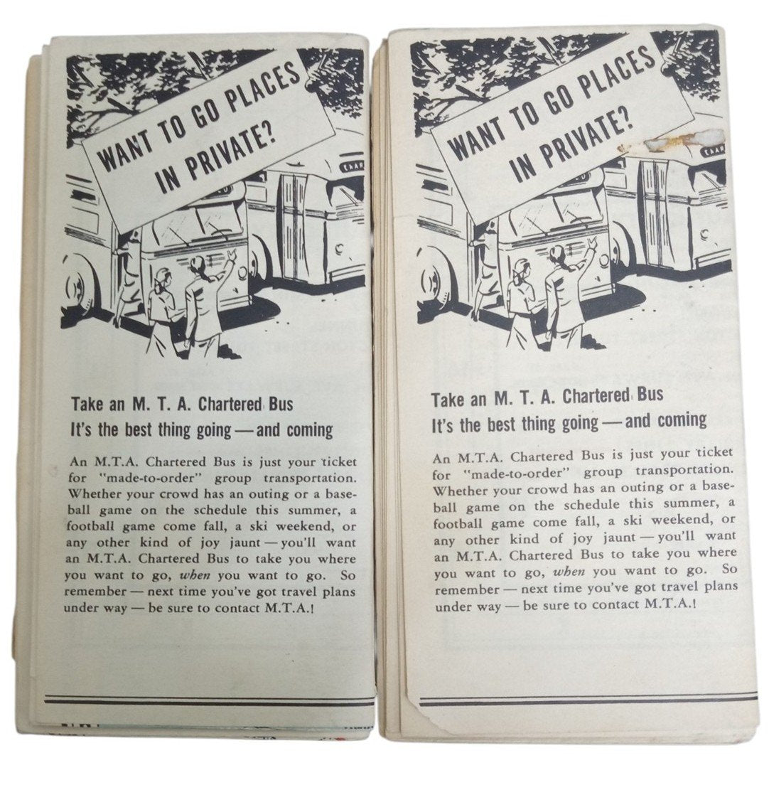 Metropolitan Transit Authority System Route Maps Likely 1960s Vintage