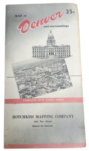 Hotchkiss Map Of Denver & Surroundings Likely 1960s Vintage Collectible Travel