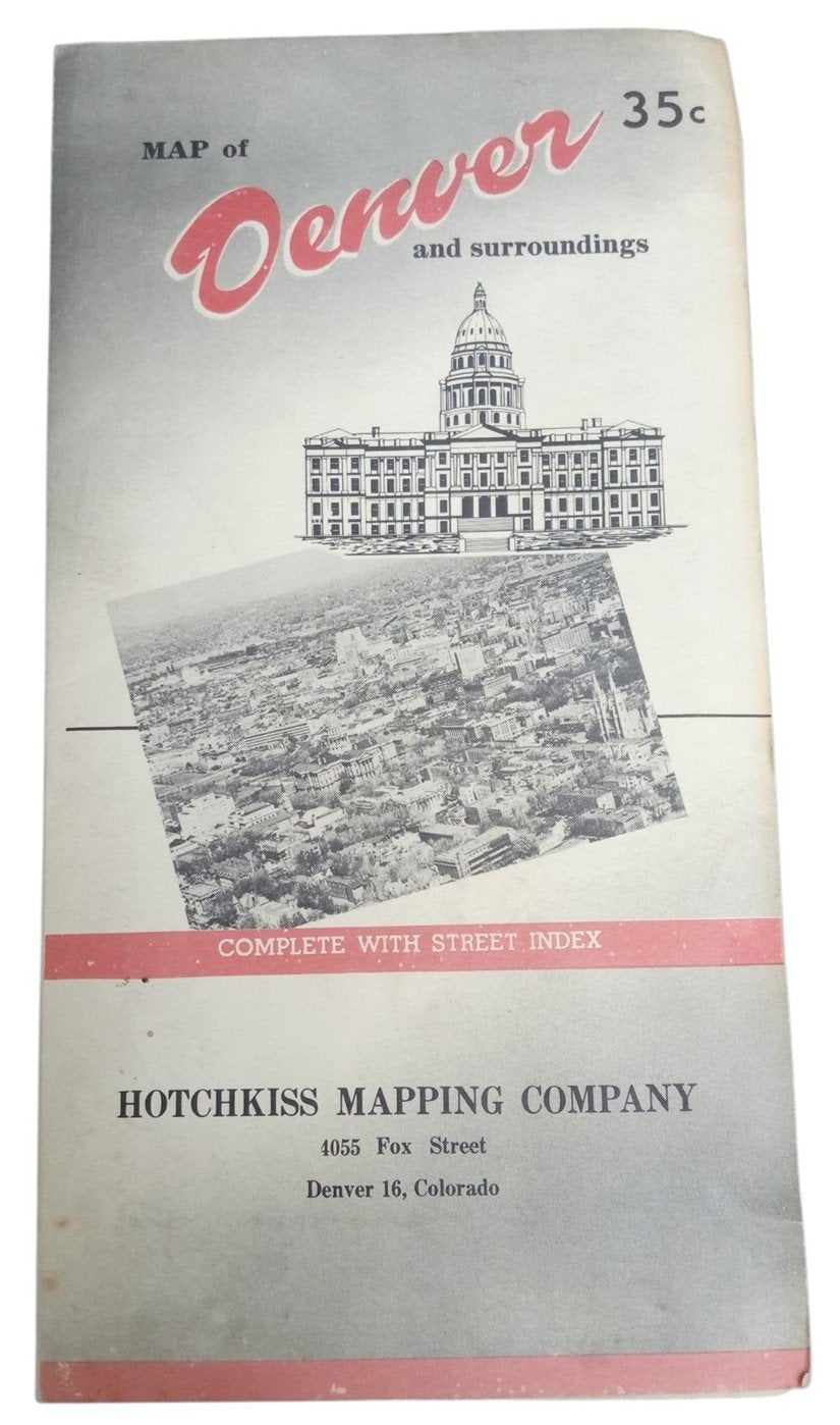 Hotchkiss Map Of Denver & Surroundings Likely 1960s Vintage Collectible Travel