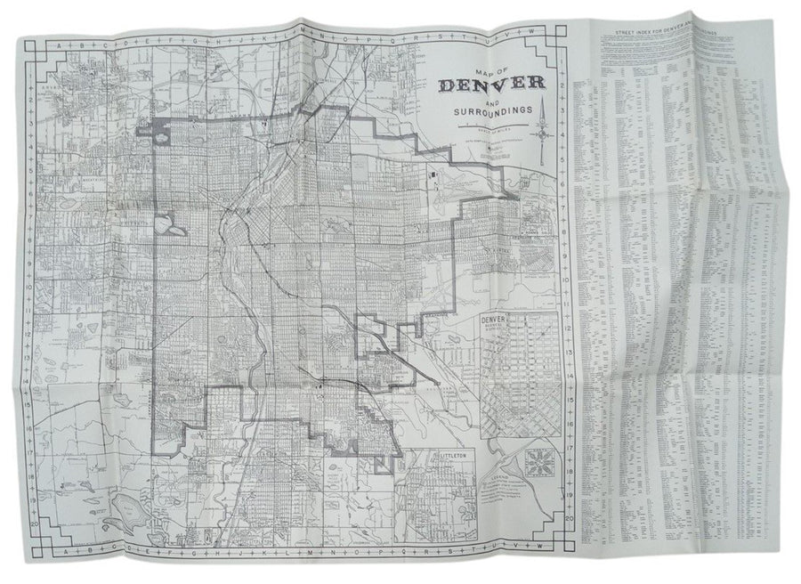 Hotchkiss Map Of Denver & Surroundings Likely 1960s Vintage Collectible Travel