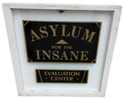 Asylum for the Insane Vintage Glass Window Evaluation Center Antique Sign