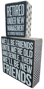 Primitives By Kathy Wooden Square Box Signs 3"x4" & 6"x6" Decorative Funny