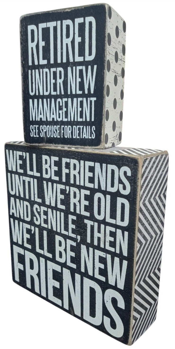 Primitives By Kathy Wooden Square Box Signs 3"x4" & 6"x6" Decorative Funny