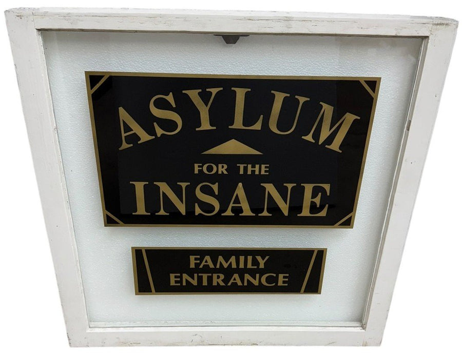Asylum for the Insane Vintage Glass Window Family Entrance Antique Sign