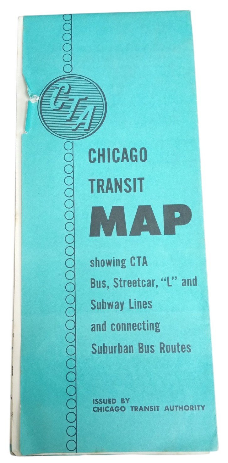 Chicago Transit Map CTA Likely 1950s Antique Travel Collectible Souvenir
