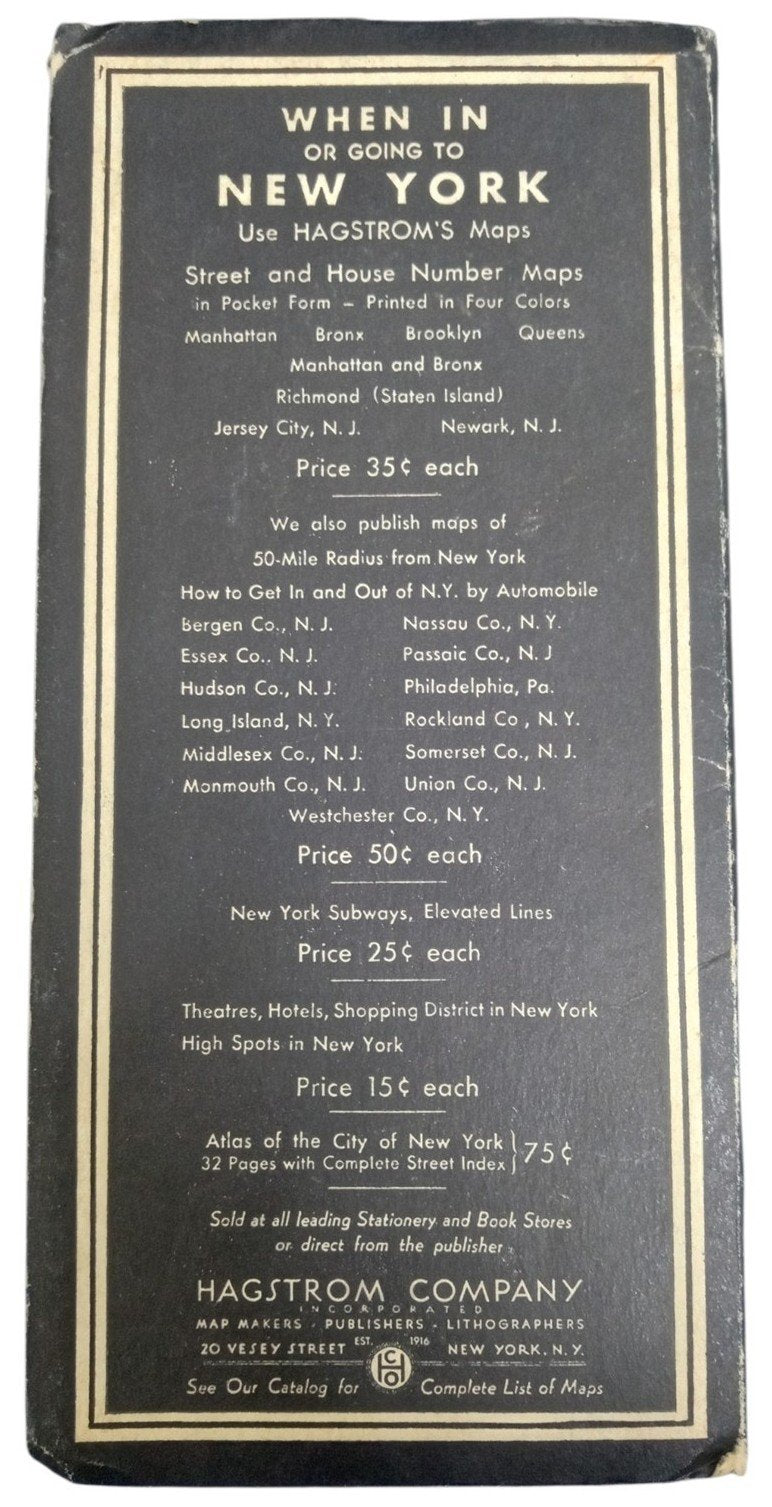 Hagstrom's Map Of New York City 1943 Vintage Collectible Travel Souvenir