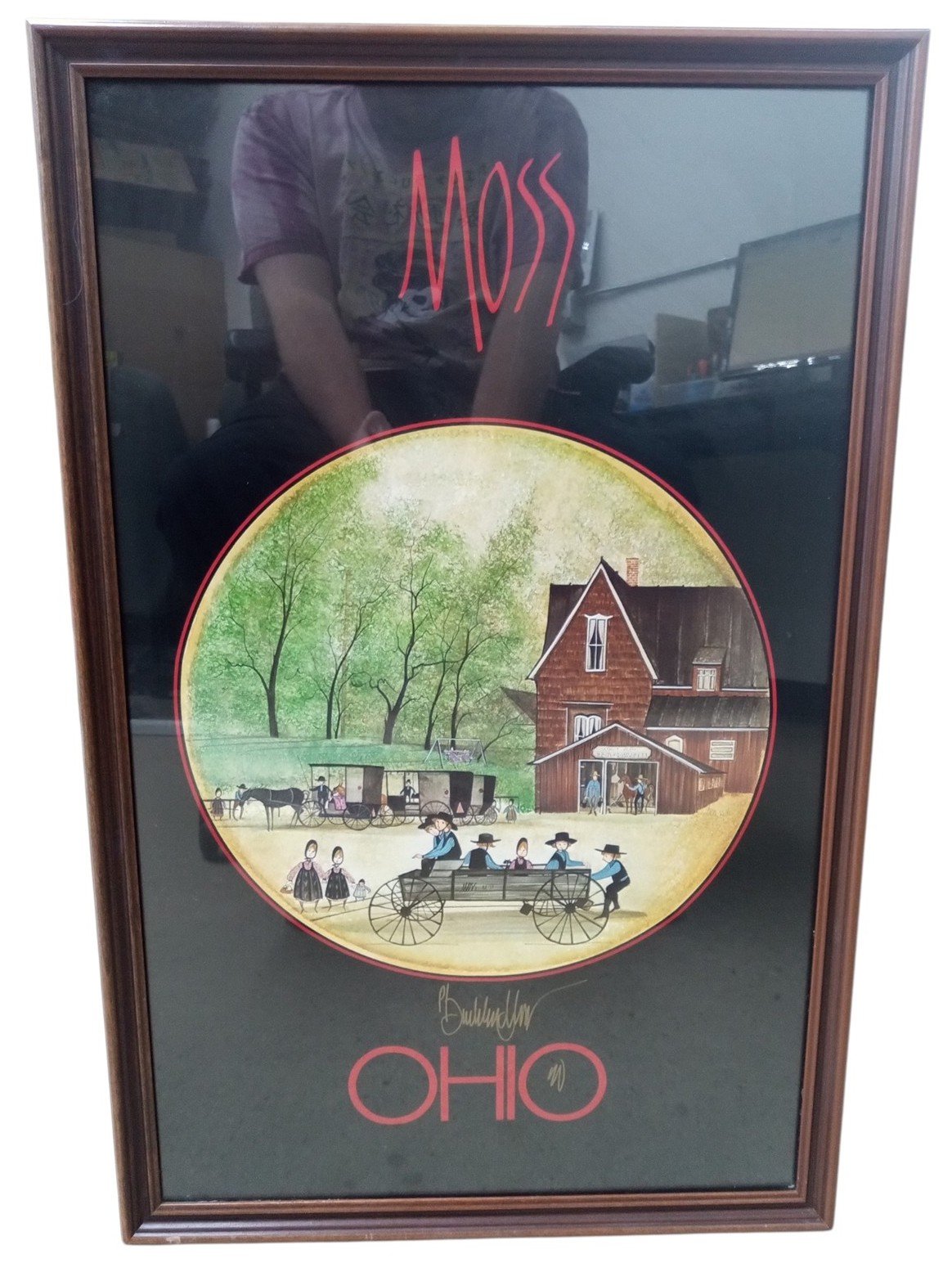 P. Buckley Moss Ohio Art Poster Signed & Framed 18"x27" Vintage Decorative 1980s
