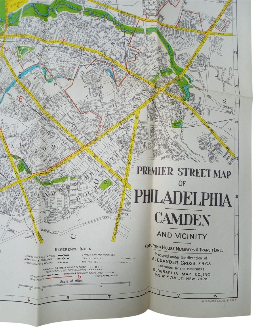 Geographia Philadelphia Street Map Likely 1940s Antique Collectible Travel