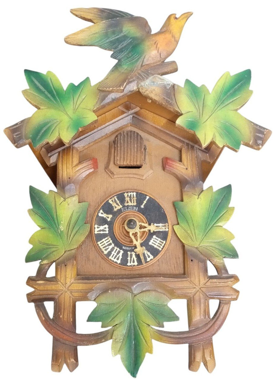 Elgin Cuckoo Clock Made In Germany Vintage For Parts/Repair Not Working