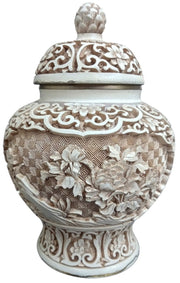 Arnart Imports Ivory Dynasty Lidded Vase/Ginger Jar 1982 Collectible Decor Resin