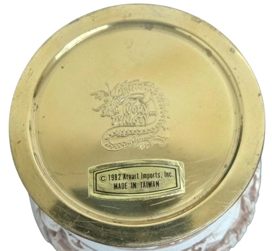 Arnart Imports Ivory Dynasty Lidded Vase/Ginger Jar 1982 Collectible Decor Resin