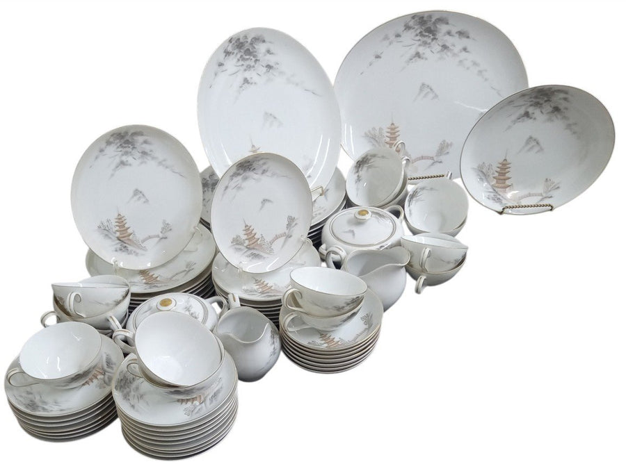 Sone China Kiyomizu Dish Set 42 Pc Vintage Collectible Serveware Made In Japan