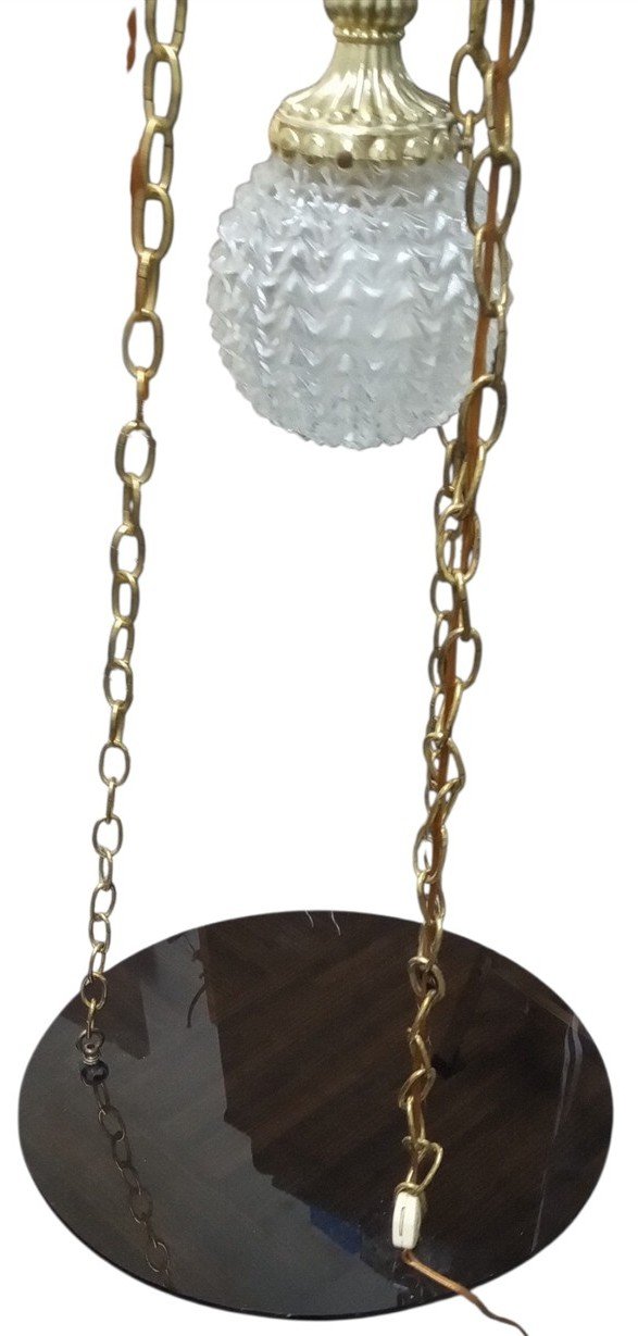 Leviton Hanging Swag Lamp W/Table Likely 1960s Vintage Decorative Lighting