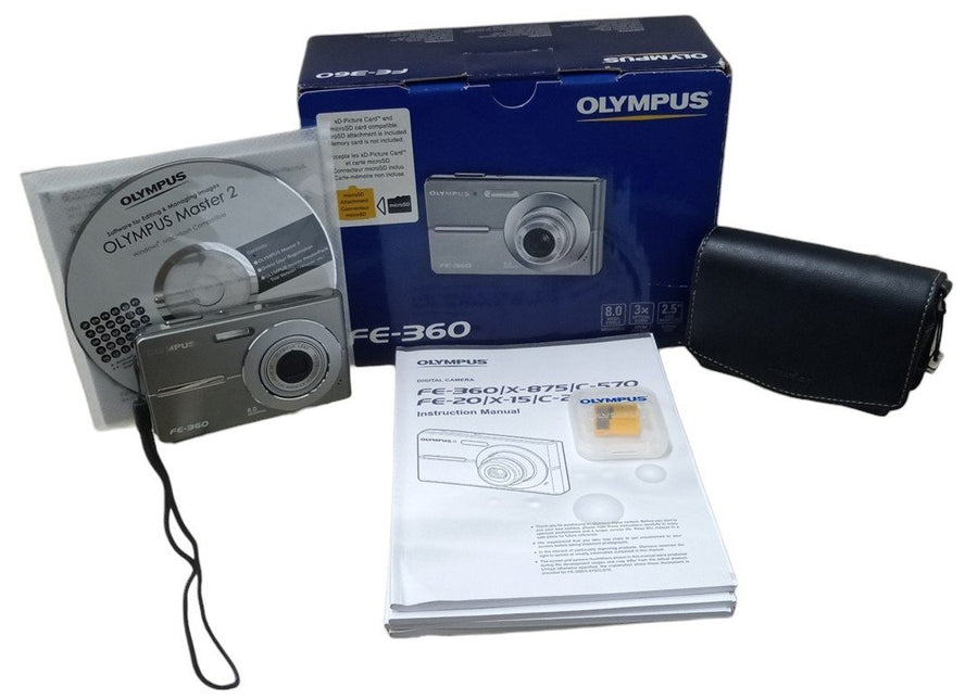 Olympus FE-360 Digital Camera W/Box Retro 2000s Collectible Photography