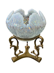 Fenton White Opalescent Rose Bowl with Gold-Colored Stand (5371 FM)