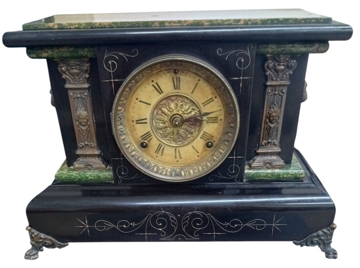 Seth Thomas Adamantine Mantel Clock W/Key Likely 1920s Vintage Collectible