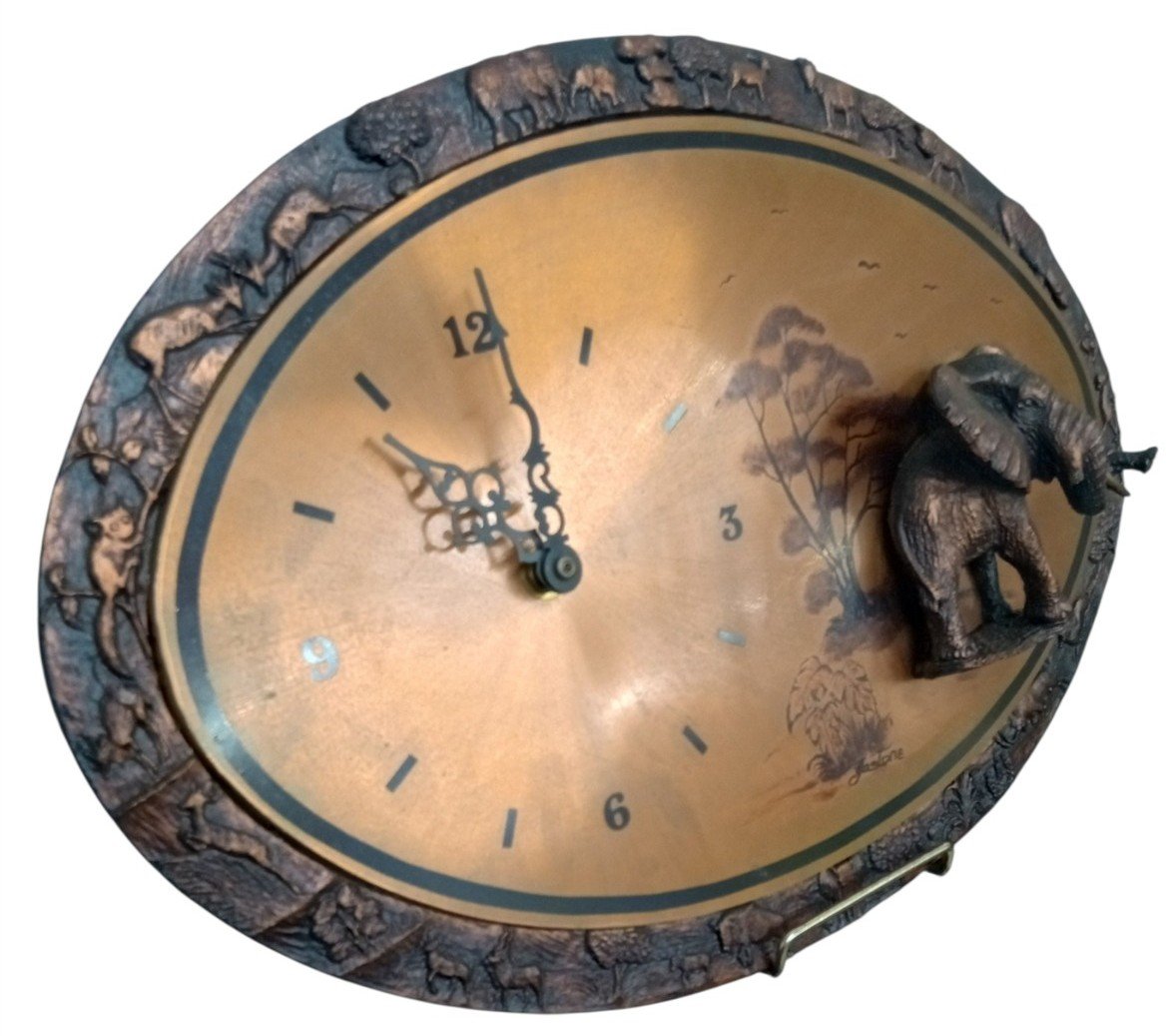 Gastone Copper Elephant Wall Clock Decorative Vintage Collectible Unique