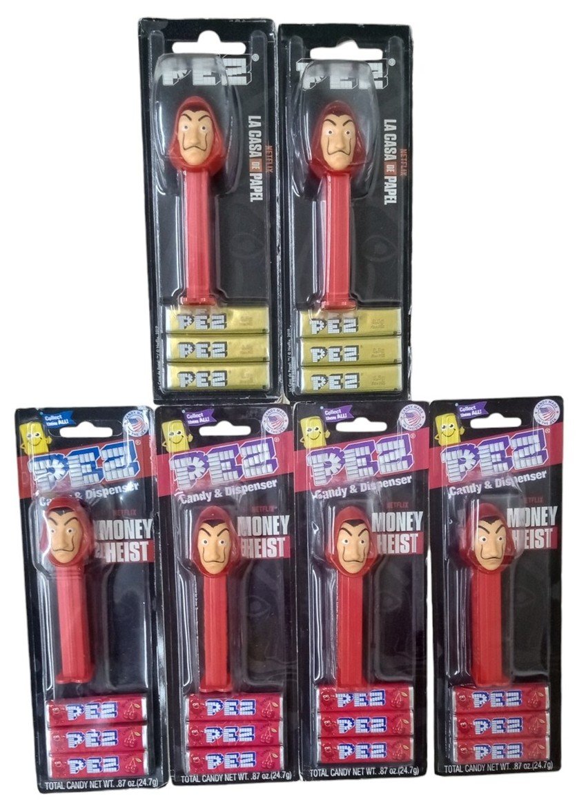 PEZ Money Heist Dispensers Set Of 6 W/Regular & Crystal Variants Sealed 2021