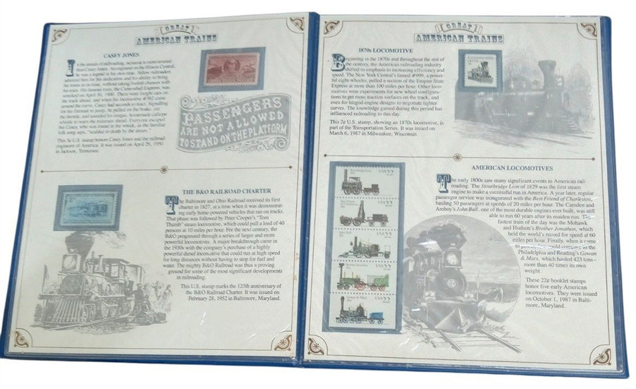 Postal Commemorative Society Great American Trains Folio 1988 Vintage Stamps
