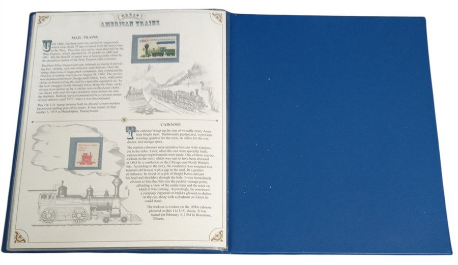 Postal Commemorative Society Great American Trains Folio 1988 Vintage Stamps