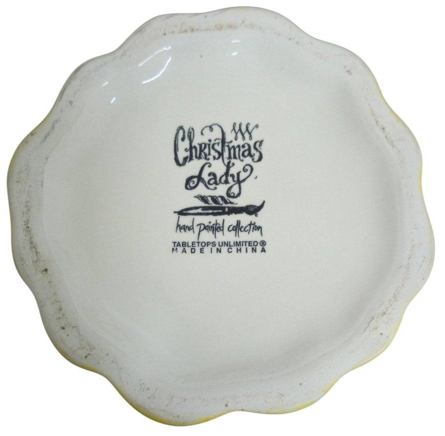Tabletops Unlimited Christmas Lady Candy Dish Likely 1990s Retro Festive