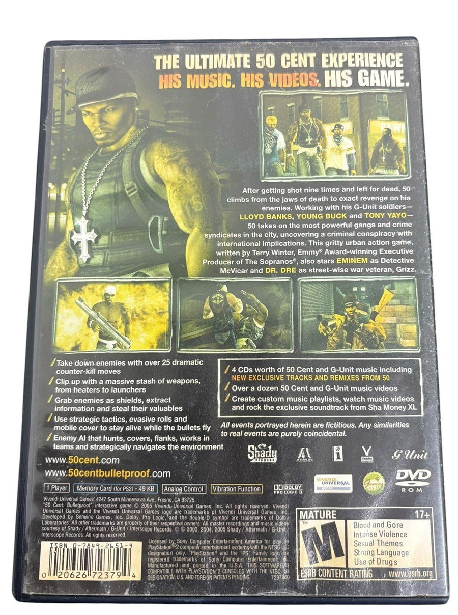 Playstation 2 - 50 Cent Bulletproof With Booklet Third-Person Action Video Game