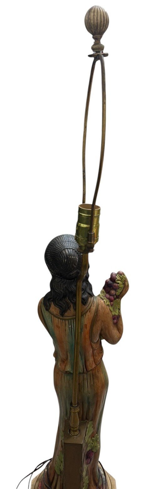 Holland Mold Sculpture Roman Woman Holding Grapes Working Lamp 40" Tall Antique