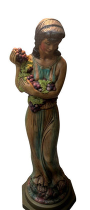 Holland Mold Sculpture Roman Woman Holding Grapes Working Lamp 40" Tall Antique