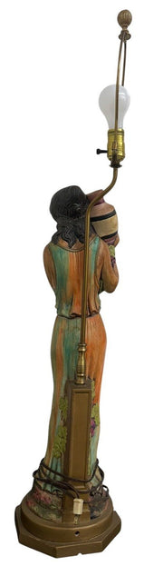 Holland Mold Roman Woman Holding Grapes and Urn 40" Tall Working Lamp Antique