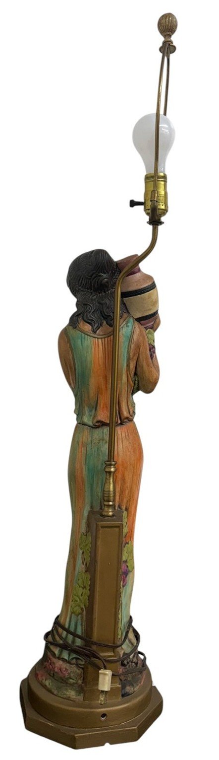 Holland Mold Roman Woman Holding Grapes and Urn 40" Tall Working Lamp Antique