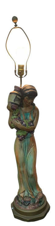 Holland Mold Roman Woman Holding Grapes and Urn 40" Tall Working Lamp Antique
