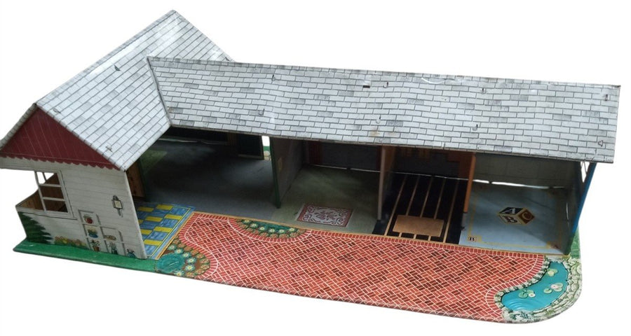 Marx Ranch Tin Dollhouse Likely 1950s Vintage Antique Collectible Toys