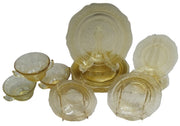 Federal Glass Patrican Depression Amber Dish Set 11 Pc Likely 1930s Vintage