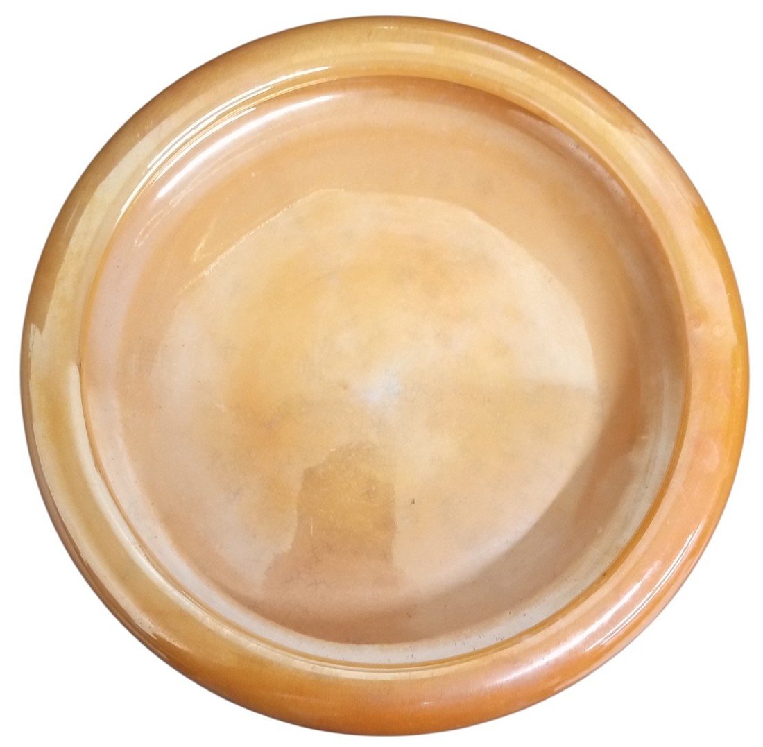 Weller Pottery Orange Ceramic Footed Bowl Likely 1960s Vintage Collectible Decor