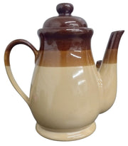 Brittany Stoneware Coffee/Tea Pot With 6 Mugs Likely 1960s Vintage Drinkware