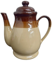 Brittany Stoneware Coffee/Tea Pot With 6 Mugs Likely 1960s Vintage Drinkware