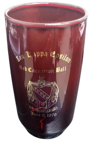Ruby Red Tau Kappa Epsilon Drinking Glass 1979 Vintage Collectible Fraternal