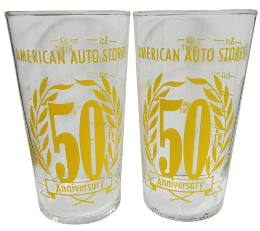 American Auto Stores 50th Anniversary Glasses 1963 Vintage Memorabilia