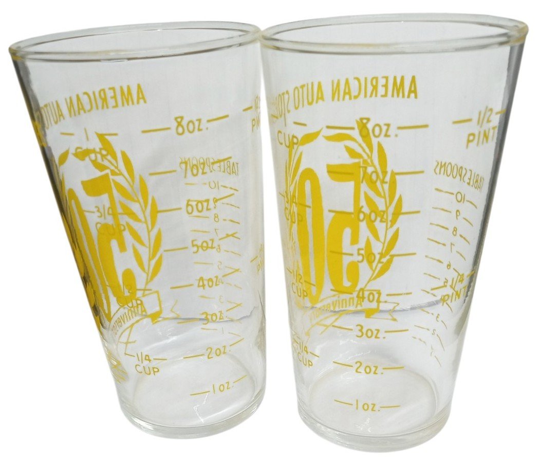 American Auto Stores 50th Anniversary Glasses 1963 Vintage Memorabilia