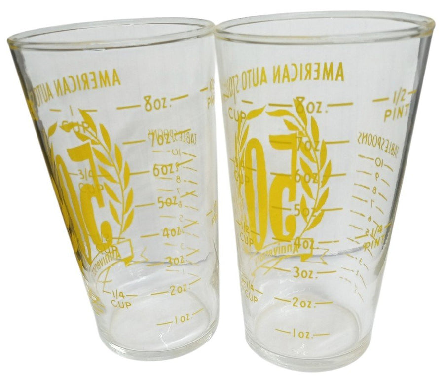 American Auto Stores 50th Anniversary Glasses 1963 Vintage Memorabilia