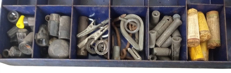 Packard Automotive Cable Terminals Metal Box W/Misc Parts Vintage Industrial