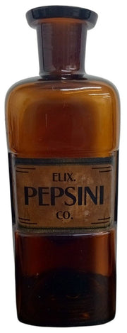 Bottle Elixir Of Pepsini Likely 1920s Vintage Antique Apothecary Brown Glass