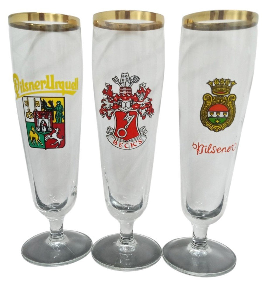 Brewery Pilsner Glasses Set Of 6 Vintage Collectible Breweriana Advertising