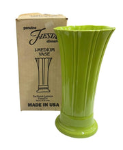 Fiesta - Chartreuse Green Medium Flower Vase In Box Homer Laughlin HLC Ceramic Collectible Decor