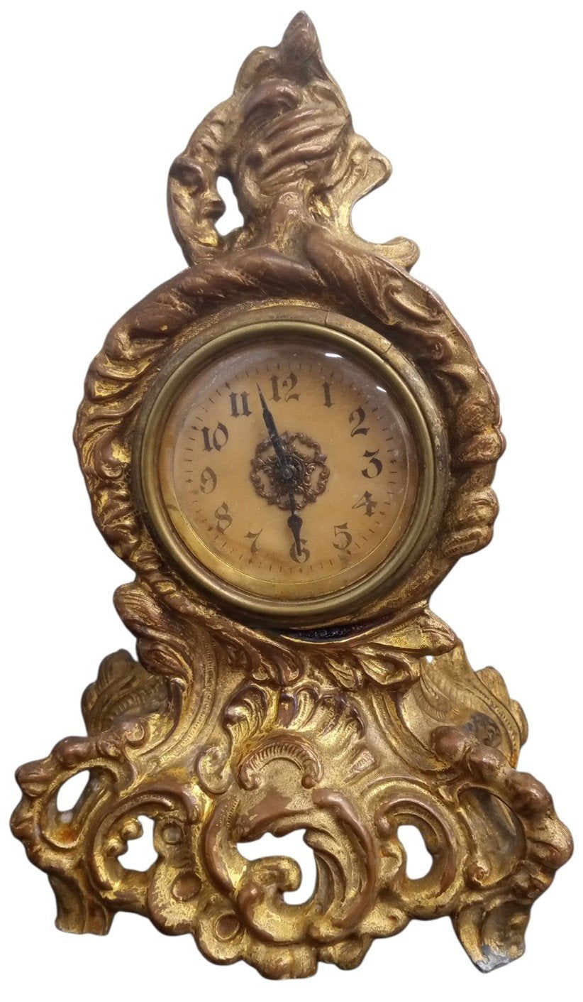 French Rococo Style Desk/Mantel Clock Likely 1960s Vintage Collectible Decor