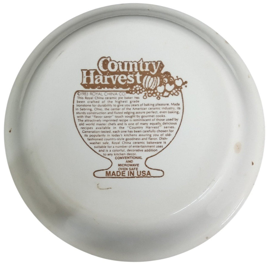 Royal China Co Country Harvest Apricot Orange Ice Cream Pie Plate 1983