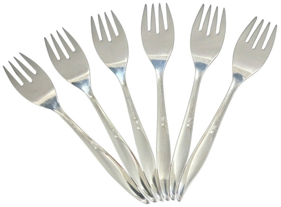 Oneida Kenwood Forever Rose Stainless Steel Salad Forks Set Of 6 Vintage