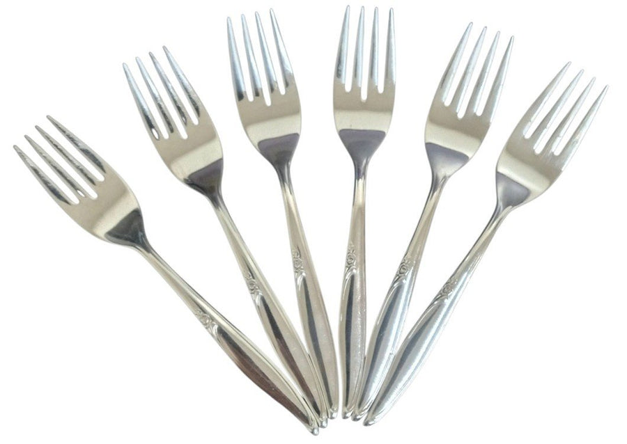 Oneida Kenwood Forever Rose Stainless Steel Salad Forks Set Of 6 Vintage